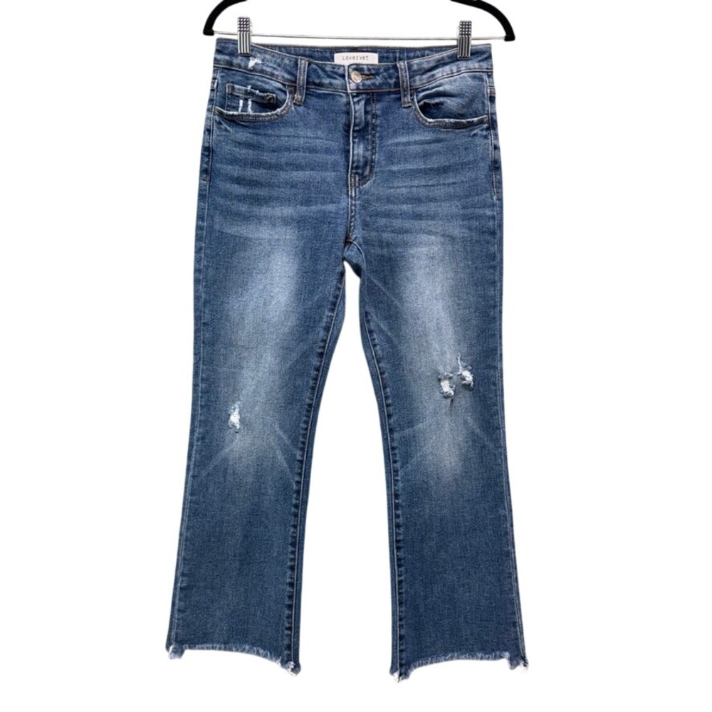 Lovervet by Vervet Distressed High Rise Raw Hem Jeans Medium Wash Size 29/9 LV12